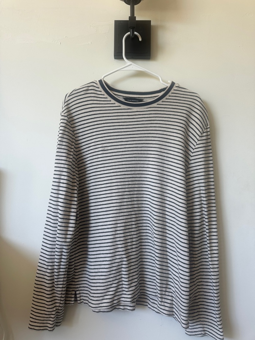 Striped Long-Sleeve Crewneck Shirt - White & Black